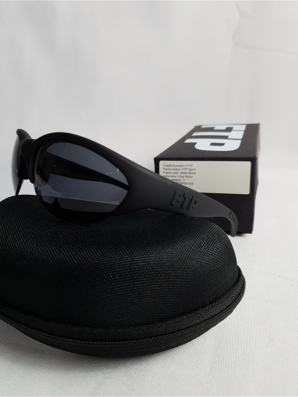 FTP x Crap Eyewear Black Athletic Sport Running Sunglasses New w/ Case/Cloth